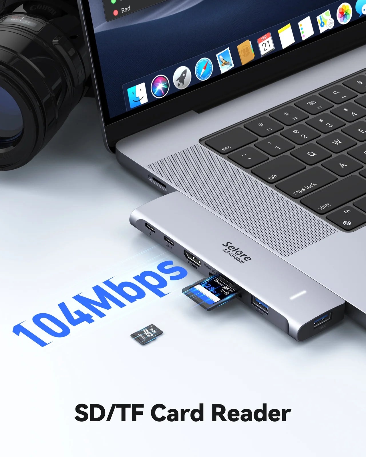 USB C Adapter for Macbook Pro 2022 2021 2020, Macbook Pro USB Adapter, 7 in 2 Macbook Pro Accessories for Macbook Pro/Air M1M2, Mac Dongle with 4K HDMI, 2 USB 3.0, TF/SD, USB-C 100W and Thunderbolt 3