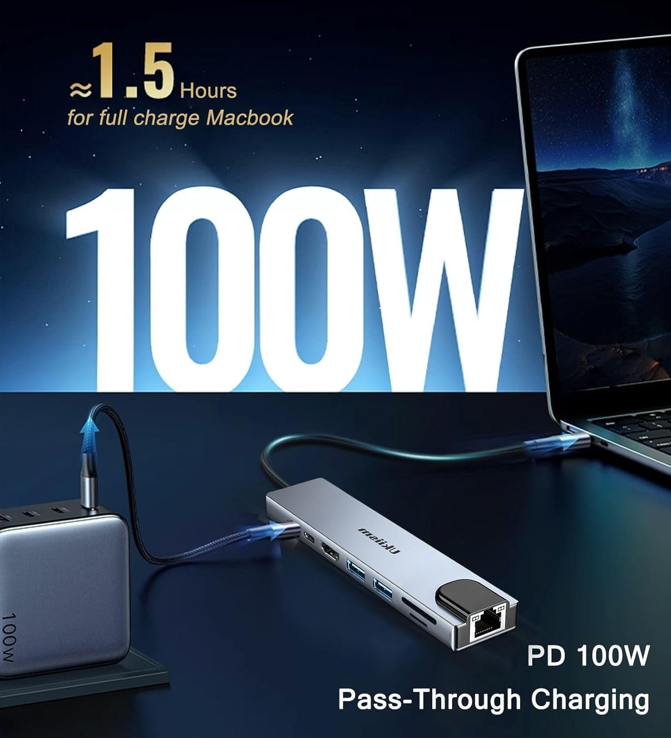 USB C Hub Ethernet HDMI Adapter, 8 in 1 Docking Station with 4K HDMI, RJ45 Ether