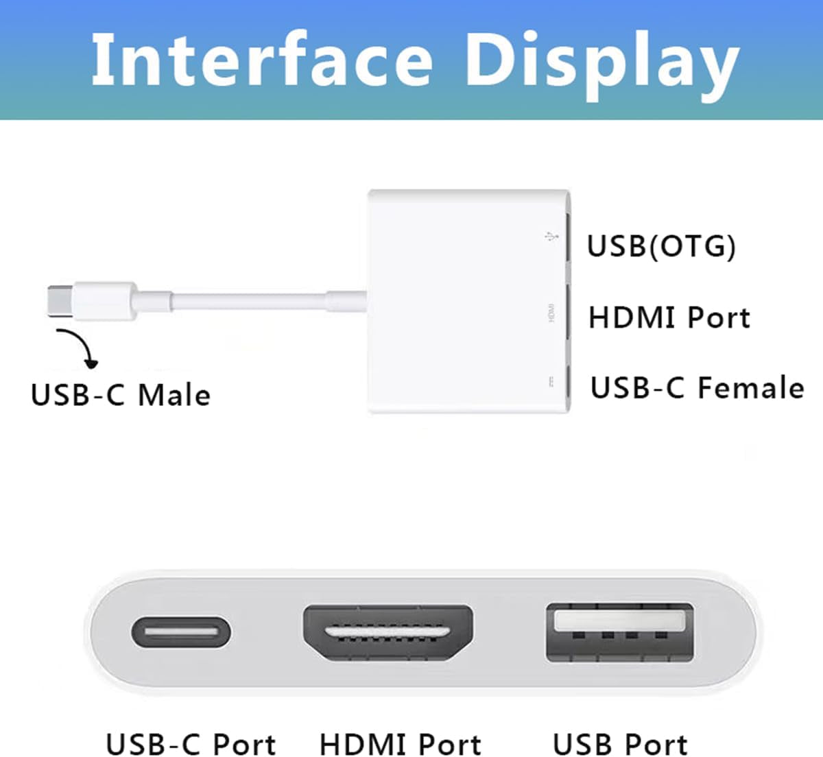 USB C to HDMI Multiport Adapter, USB C Digital AV Adapter for Iphone 15, Multipo