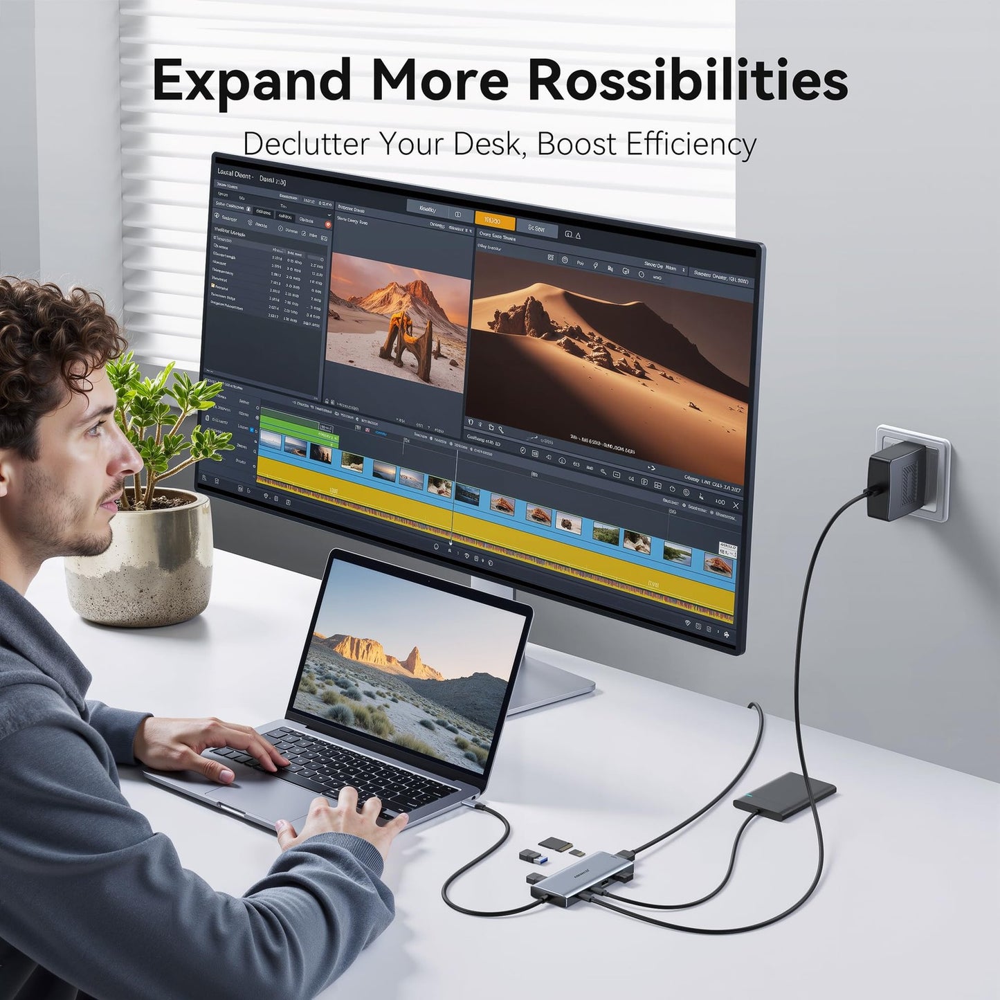 USB C Hub Multiport Adapter for Macbook Pro/Air, 9 in 1 USB C Dongle Dock Mac...