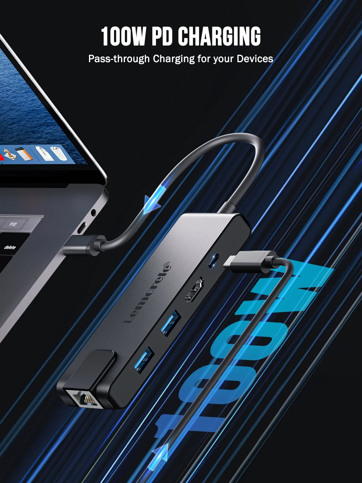 USB C Hub Multiport Adapter, 5 in 1 Docking Station with 4K HDMI, Gigabit Ethernet, USB 3.0, 100W PD, Compatible with Macbook Pro/Air/Ipad
