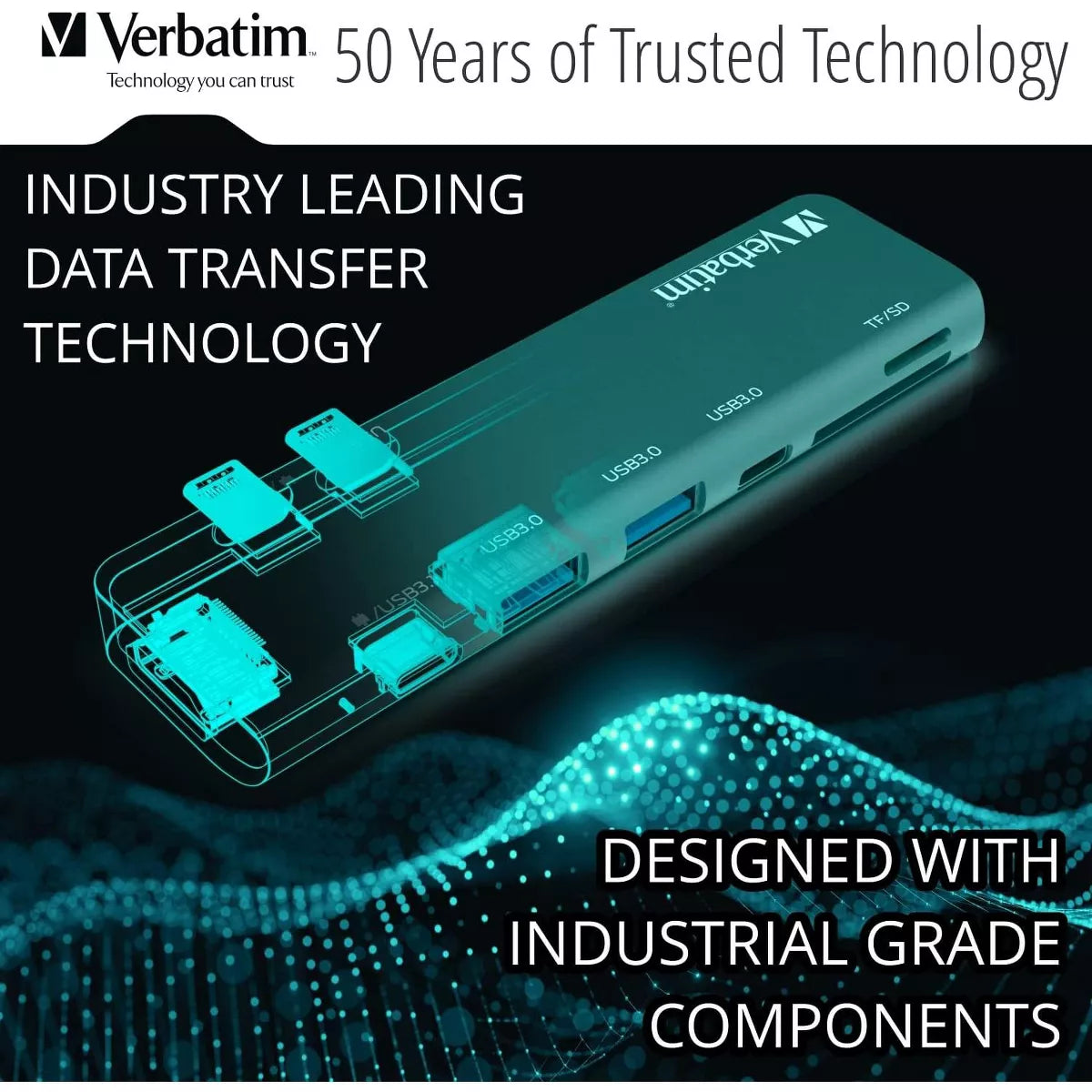 Verbatim 7-In-2 USB C Hub Adapter with 4K HDMI, 100W Power Delivery, USB 3.0, SD Card Readers for Macbook Pro and USB C Laptops