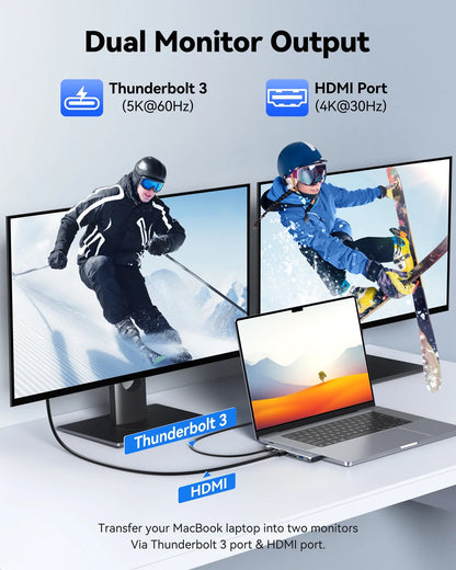 USB C Adapter for Macbook Pro 2022 2021 2020, Macbook Pro USB Adapter, 7 in 2 Macbook Pro Accessories for Macbook Pro/Air M1M2, Mac Dongle with 4K HDMI, 2 USB 3.0, TF/SD, USB-C 100W and Thunderbolt 3