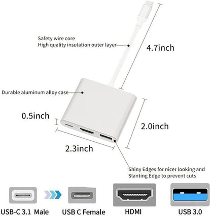 Qces USB C to HDMI Adapter, USB-C Digital AV Multiport Adapter with 4K Silver