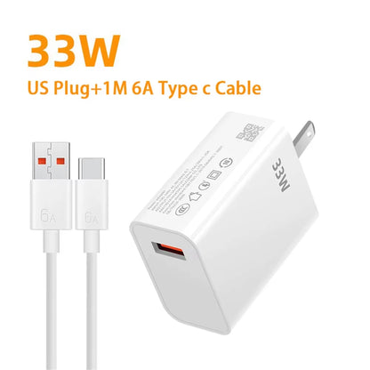 33W USB Charger Fast Charging QC3.0 USB C Type C Cable Wall Phone Charger Adapter for Iphone Huawei Samsung Xiaomi Quick Charge