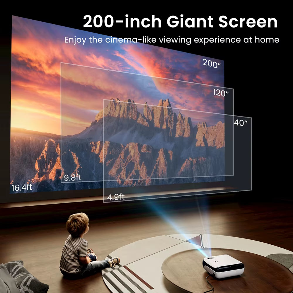 HAPPRUN Native 1080P Bluetooth Projector, Full HD Portable Outdoor Movie Projector with Built-In Speaker, with HDMI, USB, AV