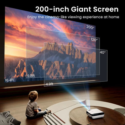 HAPPRUN Native 1080P Bluetooth Projector, Full HD Portable Outdoor Movie Projector with Built-In Speaker, with HDMI, USB, AV