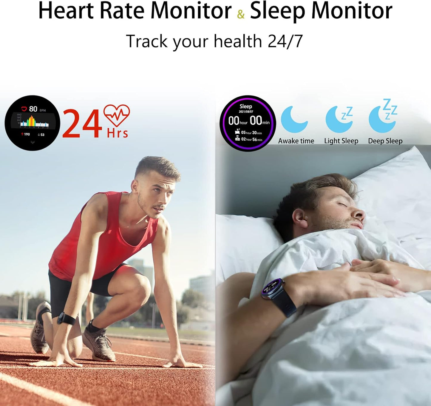 Smart Watch for Men,Fitness Tracker with Heart Rate Monitor, Activity Tracker Smartwatch,Waterproof,Long Battery Life,Message Notification,Smart Watches for Android Phone,Ios Phone (Black)