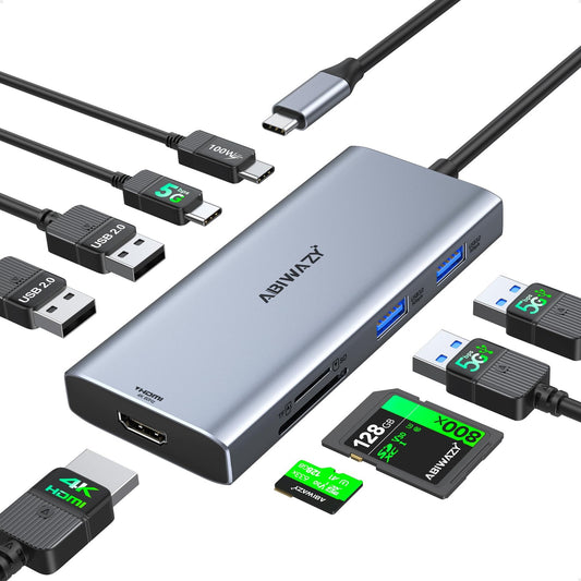 USB C Hub Multiport Adapter for Macbook Pro/Air, 9 in 1 USB C Dongle Dock Mac...