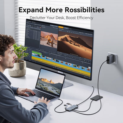 USB C Hub Multiport Adapter for Macbook Pro/Air, 9 in 1 USB C Dongle Dock Mac...