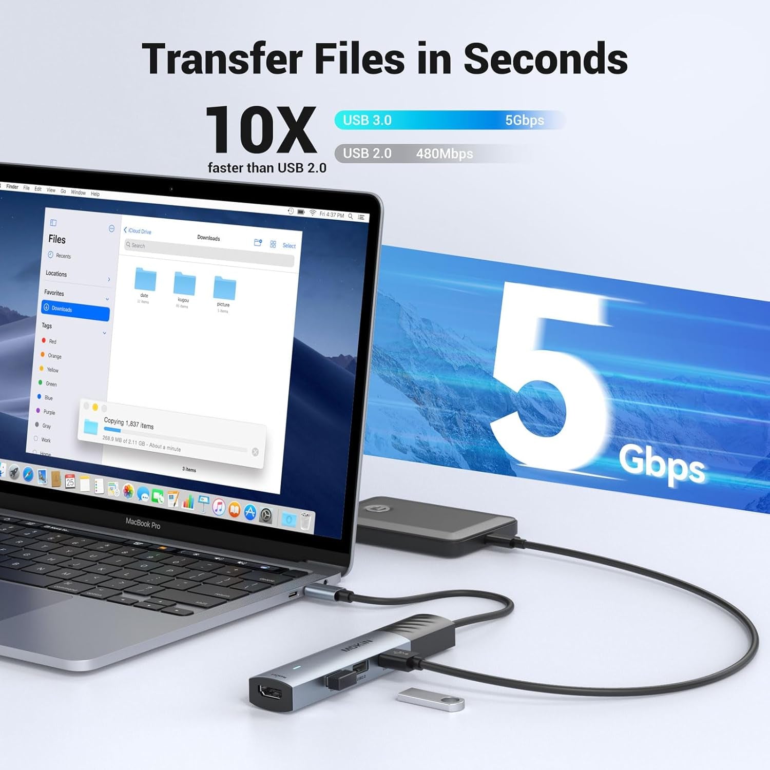 USB C Hub, 5 in 1 USB Cmultiport Adapter 8K HDMI(DP1.4 with DSC), 100W PD, 3 USB-A Data Ports, USBC Dongle for Macbook Pro/Air, Ipad Pro, Imac, Iphone 15 Pro/Pro Max,Xps, Dell, Lenovo