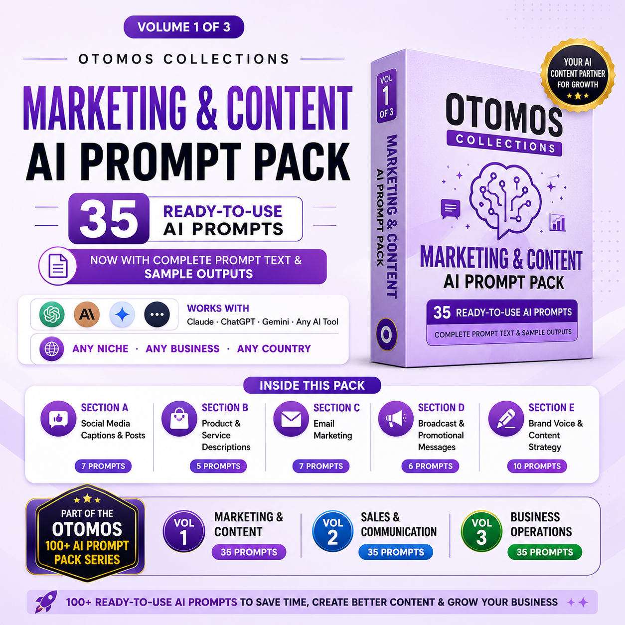 Marketing & Content AI Prompt Pack – Vol 1 of 3
