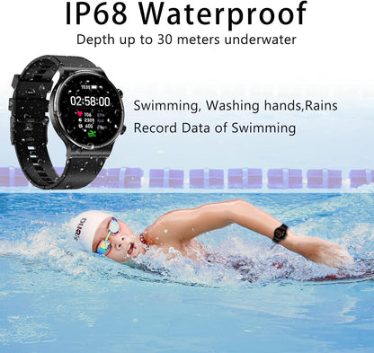 Smart Watch for Men,Fitness Tracker with Heart Rate Monitor, Activity Tracker Smartwatch,Waterproof,Long Battery Life,Message Notification,Smart Watches for Android Phone,Ios Phone (Black)