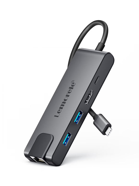 USB C Hub Multiport Adapter, 5 in 1 Docking Station with 4K HDMI, Gigabit Ethernet, USB 3.0, 100W PD, Compatible with Macbook Pro/Air/Ipad